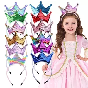 CATMALLER88 Vương Miện Băng Đô, Vòng Tóc Công Chúa Sáng Bóng Cô Gái, Phụ Kiện Thời Trang Đầu Vòng Vương Miện Kim Sa Lấp Lánh Mũ Đội Đầu Tiệc Băng Đô Quấn Tóc Cổ Tích Trang Phục Phụ Kiện