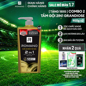 Combo 2 Tắm gội cho nam 2in1 Romano Grandiose 900g