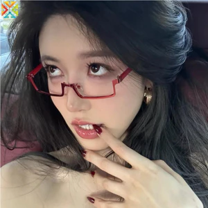 Kính mát anime hình chữ nhật nửa khung có thể điều chỉnh, phù hợp cho cosplay và thời trang hàng ngày