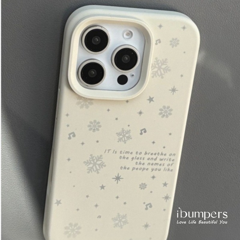 ibumpers Ốp Điện Thoại iPhone Hàn Quốc Họa Tiết Bông Tuyết Cho IPhone 16 15 14 12 13 11 Pro Max IP 7 8 Plus X XS XR Ốp Lưng Silicon Lỏng Mềm
