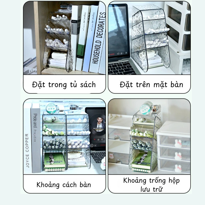 Hộp Đựng Bút Để Bàn Vân Kim Cương Acrylic, Thiết Kế Nghiêng, Chống Bám Bụi, Dùng Cho Học Sinh Văn Phòng DINO