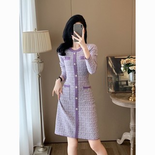 Váy len dài tay phong cách Hàn Quốc, dáng chữ A, tiện lợi cho việc di chuyển