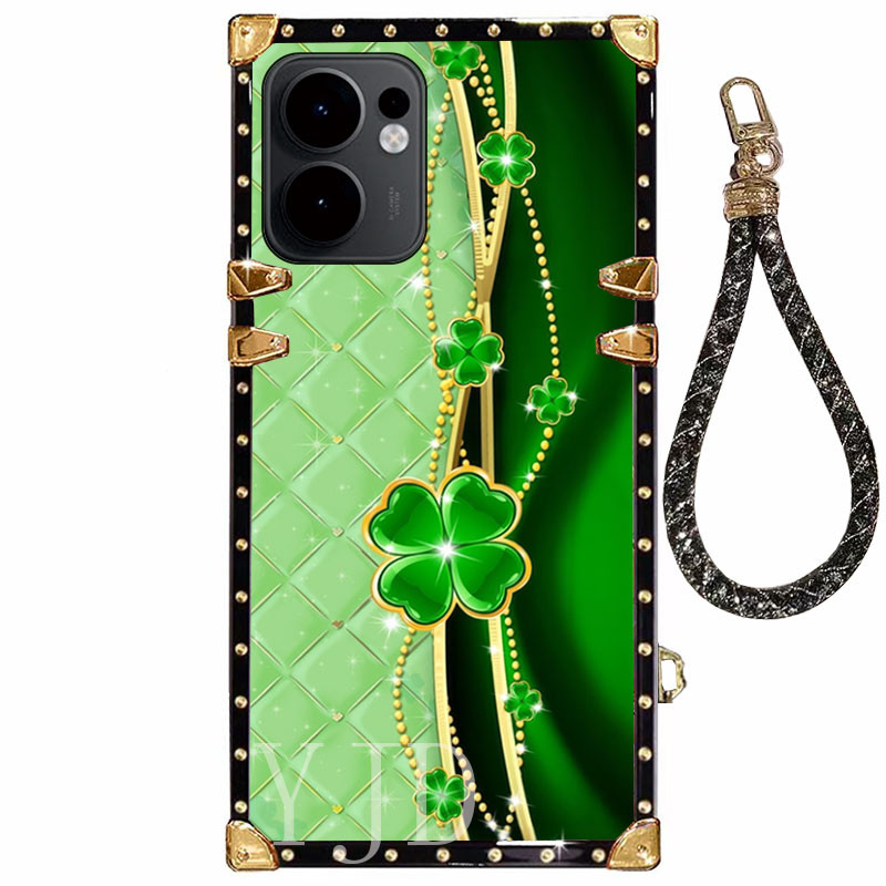 Ốp YJD Cho OPPO Reno14 F Reno14F Sang Trọng Nhiều Màu Sắc Hoa Tay Dây Cạnh Thẳng Chống Rơi Vỏ Điện Thoại