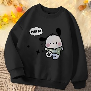Pochacco Chó Hoạt Hình Trẻ Em Áo Cổ Tròn Dài Tay Dễ Thương Chó Con Chui Đầu Ấm Áp Mùa Đông Thường Ngày Trang Phục