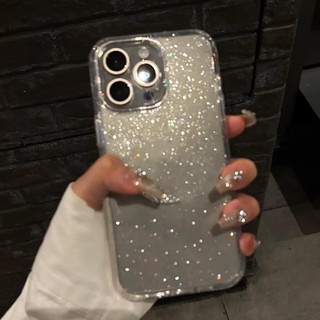 Ốp Điện Thoại Ins Hàn Quốc Bling Cho IPhone 16 12 15 14 13 11 Pro Xs Max XR X 7 8 Plus HD Trong Suốt Sang Trọng Vỏ Lấp Lánh Siêu Mỏng Ốp Lưng TPU Mềm Ốp Lưng Bảo Vệ Chống Sốc