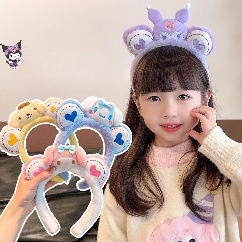 Băng đô Kuromi Melody Pom Pom dành cho bé gái yêu thích hoạt hình, quà tặng hoàn hảo cho Giáng sinh