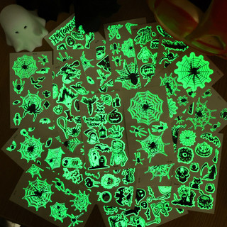 Đầu đề: Decal Hình Xăm Phát Quang Halloween Cho Người Lớn Và Trẻ Em - Thiết Kế Bí Ngô & Nhện