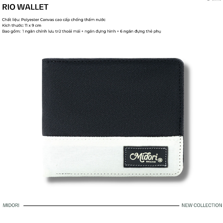 Ví Vải Ngang Nam Nữ RIO Bóp Đựng Tiền Thẻ Nhiều Ngăn Polyester Nhỏ Gọn | Midori For Man