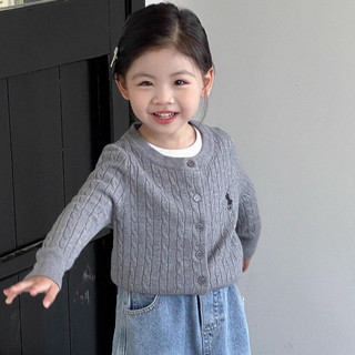Phong Cách Mới Quần Áo Thu Đông Phiên Bản Hàn Quốc Xoắn Thêu Bé Gái Dệt Kim Cardigan Áo Len Cho Bé Trẻ Em Dài Tay