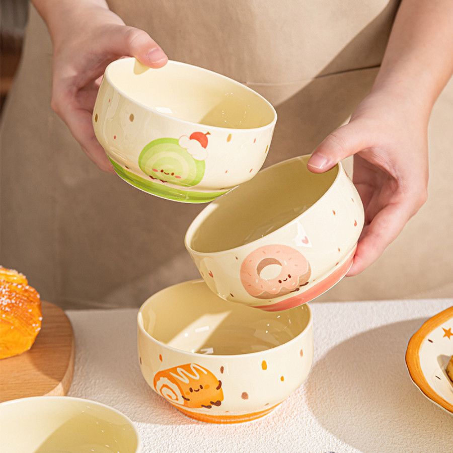 Bát Sứ In Hình Đáng Yêu, Bát Sứ Ăn Cơm, Bát Ăn Dặm Cho Bé SET020