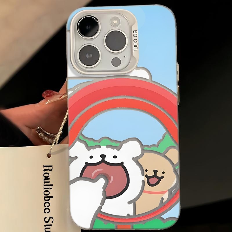 Ốp Lưng iPhone Hình Cặp Đôi Chọc Gương Vui Nhộn - Tương Thích 16/15/14/13/12/11 Pro Max, XS Max, X