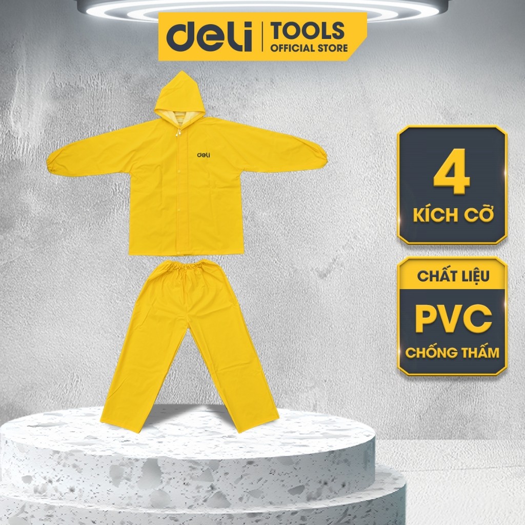Áo mưa bộ nam nữ thời trang Deli cao cấp, quần áo mưa đi xe chống thấm nước - vải PVC dày dặn