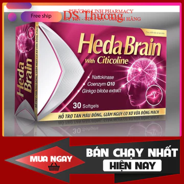 Viên tuần hoàn não Heda Brain - Hỗ trợ tăng cường tuần hoàn não lưu thông mạch máu não ,Ngăn ngùa đột quỵ (Hộp 30 viên)