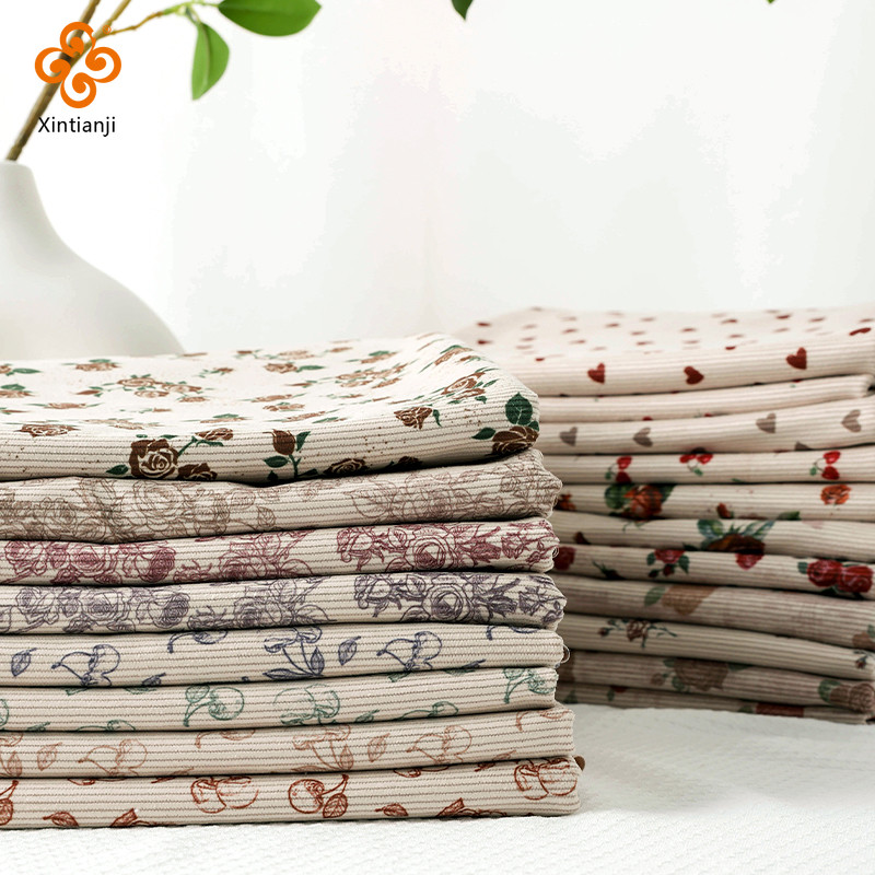 Phong Cách Vintage Màu Sắc Sườn Vải Vải Vải In Mùa Xuân Thu DIY May Vải Làm Quần Áo Áo Vải 45X145cm