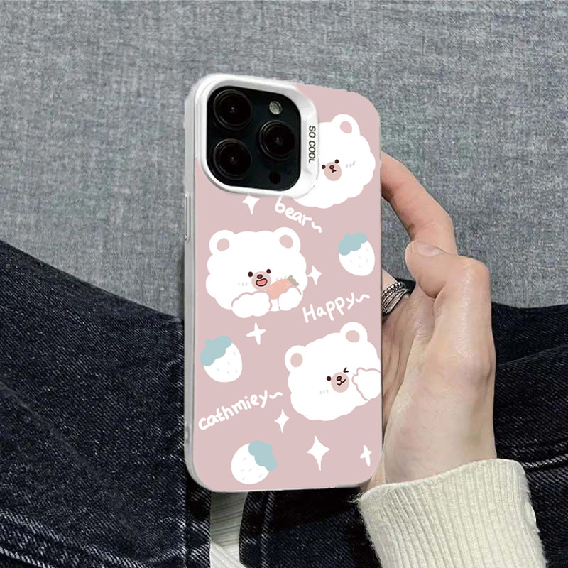 Ốp Lưng iPhone Hình Gấu Con Siêu Dễ Thương - Tương Thích 16/15/14/13/12/11 Pro Max, XS Max, X