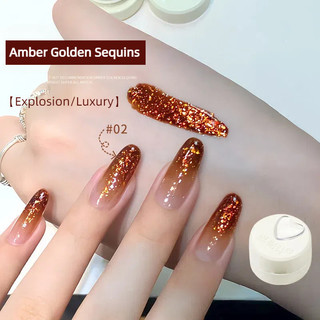 ANNIES Gel móng tay kim sa hổ phách vàng mịn, ánh sáng vàng mật độ cao, keo quang trị liệu, nghệ thuật móng cho tiệm