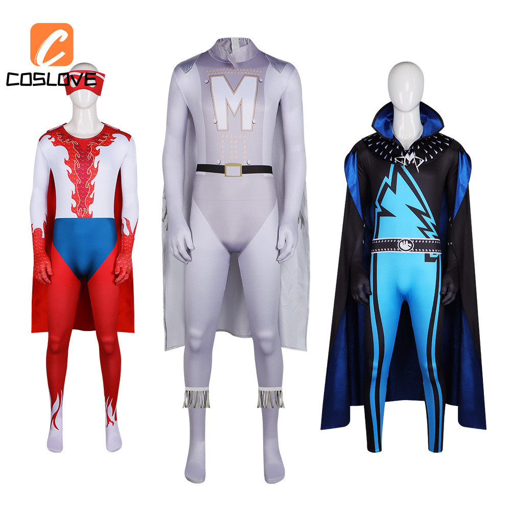 Trang phục cosplay bộ đầy đủ Megamind và Metro Man, phong cách anh hùng, phù hợp cho tiệc Halloween