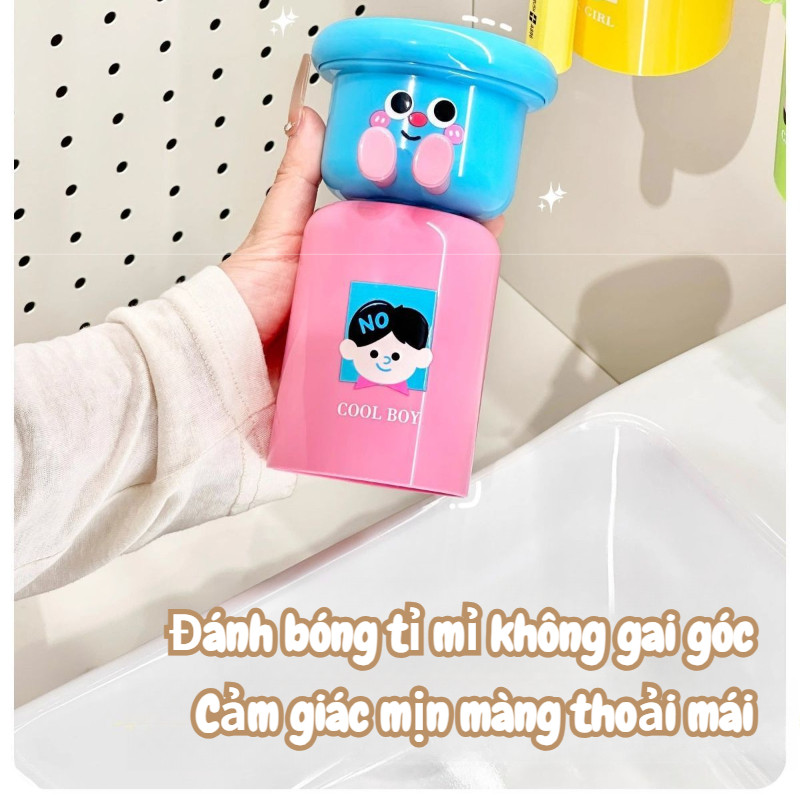 Bộ Giá Cốc Cọ Răng Treo Tường - Hình Ảnh Hoạt Hình Dễ Thương, Tích Hợp Nam Châm, Không Cần Khoan Lỗ