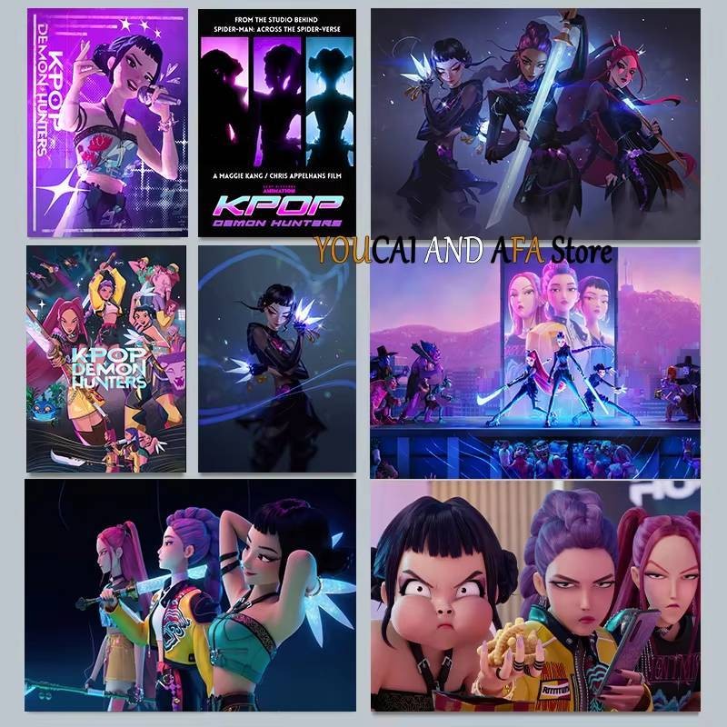 Mới K-Pop Bé Gái Nhóm Demon Hunter Nghệ Thuật Người Hâm Mộ Tác Phẩm Nghệ Thuật Phim Âm Nhạc Anime Kpop Poster Canvas Tranh Treo Tường Hình Người Hâm Mộ Trang Trí Nhà