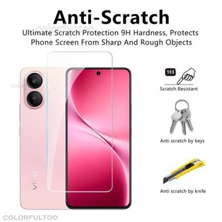 Kính cường lực phía trước 2 trong 1 9H Clear HD cho Vivo V60 Lite V 60 Lite VivoV60Lite 4G 5G 2025 Full Cover Keo dán bảo vệ màn hình máy ảnh trong suốt Phim bảo vệ ống kính phía sau