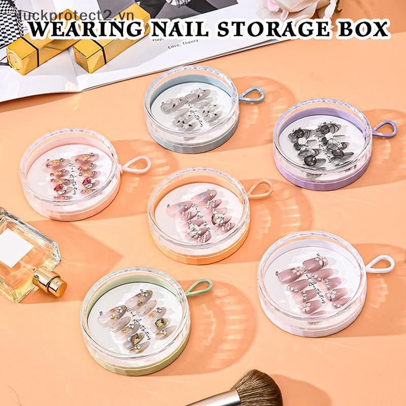 # luckpro # 1 / 6 Chiếc Hộp Đựng Móng Tay Bằng Nhựa Hình Tròn Có Dây Buộc Trong Suốt Bao Bì Móng Tay Phụ Kiện Dụng Cụ Bảo Quản.