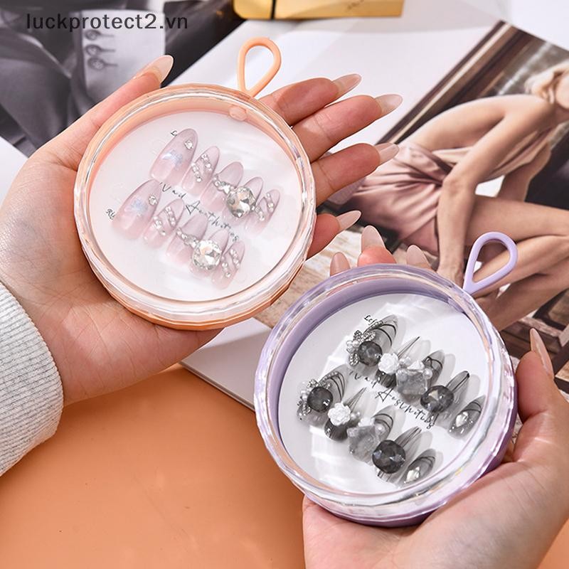 # luckpro # 1 / 6 Chiếc Hộp Đựng Móng Tay Bằng Nhựa Hình Tròn Có Dây Buộc Trong Suốt Bao Bì Móng Tay Phụ Kiện Dụng Cụ Bảo Quản.