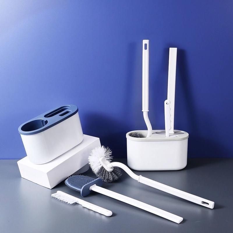 Dụng Cụ Chà Rửa Toilet 3 trong 1 - Bộ 3 Cọ bồn cầu silicon, chà toilet nhà vệ sinh