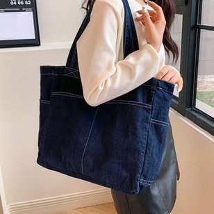 Túi dây kéo đeo vai chéo Denim Nhật Bản sức chứa lớn dành cho sinh viên