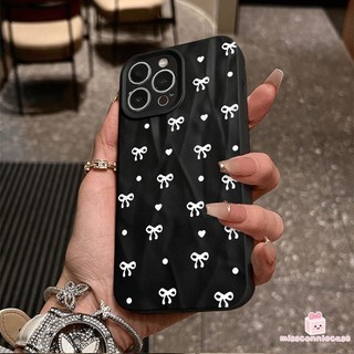 Ốp Lưng Cho Iphone 15 16 13 11 12 14 Pro Max 16 15 Plus XR X XS MAX Thời Trang Dễ Thương Nơ Đen Nút Thắt Trái Tim Tình Yêu Bìa Mềm