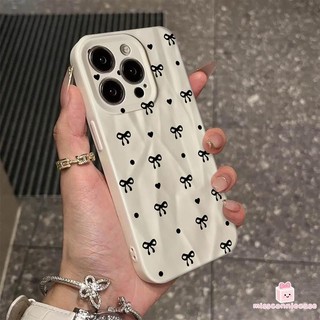 Ốp Lưng Cho Iphone 15 16 13 11 12 14 Pro Max 16 15 Plus XR X XS MAX Thời Trang Dễ Thương Nơ Đen Nút Thắt Trái Tim Tình Yêu Bìa Mềm