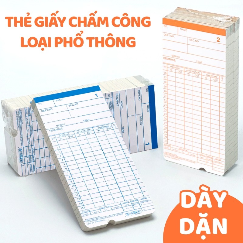 Thẻ Chấm Công Hai Mặt DEXIN F3505/F100BC – Giấy Bìa Cứng Cao Cấp, 100 Tờ/Gói, Dễ Ghi Và Lưu Trữ