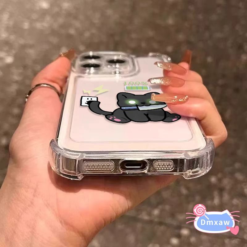 Ốp Điện Thoại Mèo Đen Dễ Thương Cho OPPO Reno 6 5 Pro Plus 6Z 5F 5Z 5K 4 Pro SE Lite 4F 4Z 3 Pro 2 2Z 2F Z ACE 2 5G 4G Vỏ Phim Hoạt Hình Bốn Góc Vỏ Mềm Trong Suốt Chống Sốc