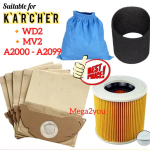 Thích hợp cho máy hút bụi Karcher Túi đựng bụi MV2 WD2 A2000 A2003 A2099 WD2210 Karcher Hepa Lọc Vacum Bag Vakum Beg