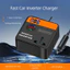 Biến tần ô tô YRBWD, Sạc nhanh với Bộ chuyển đổi nguồn cổng USB & Type-C, Bộ biến tần sạc ô tô 12v 24v đến 110v 220v 200W di động cho xe cộ