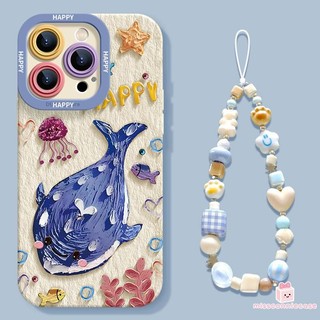 Ốp Lưng Cho Iphone 17 16 13 15 11 14 12 Pro Max 16 15 8 7 Plus XR XS X Max Hoạt Hình Vui Vẻ Dễ Thương Hình Cá Voi Ngôi Sao Vòng Tay Bìa Mềm