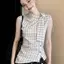 Áo sơ mi nữ dáng rộng cổ cao có dây buộc phong cách Hàn Quốc mùa hè phong cách mới Slim-Fit Slim-Fit Slimer Look Tính khí hàng đầu