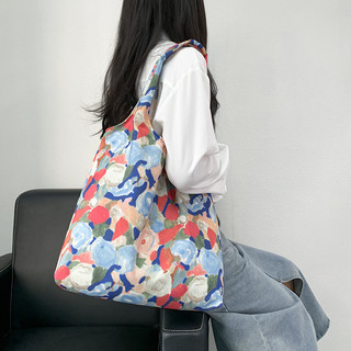 Phong cách Hàn Quốc cổ điển tranh sơn dầu nhỏ vải canvas vai tote túi vest dung tích lớn