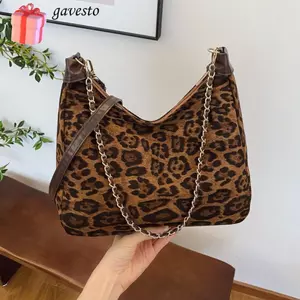 Túi đeo vai GAVESTO, Túi Tote in họa tiết da báo phổ biến hợp thời trang, Túi xách dung tích lớn thời trang