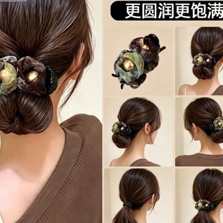 Kẹp tóc gạc ngọc trai phong cách mờ, kẹp hoa bud bóng đầu, buộc tóc kiểu mới Y0DY