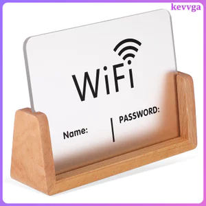 Biển hiệu mật khẩu Wifi Acrylic: Bảng hiển thị Wifi có chân đế bằng gỗ - Bảng hiển thị biển hiệu cho doanh nghiệp Khách sạn Phòng ngủ Khách cần thiết kevga