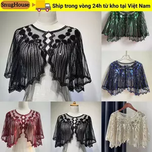 Khăn choàng SNUGHOUSE đính cườm Vintage thập niên 1920 Khăn choàng dự tiệc dành cho nữ