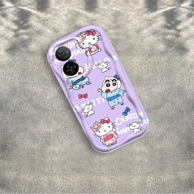 Ốp Silicon Hoạt Hình Cho OPPO A57 4G A77 4G A77S 4G 3D Bé Gái Vỏ Điện Thoại Mềm TPU Kitty Crayon Shin-chan Sinh Viên Chống Sốc Ốp Lưng