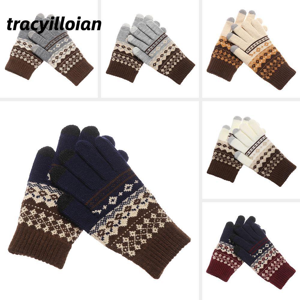 TRACEILLOIAN Găng Tay Full Ngón Ngoài Trời Nam Nữ Găng Tay Mùa Đông Ấm Áp