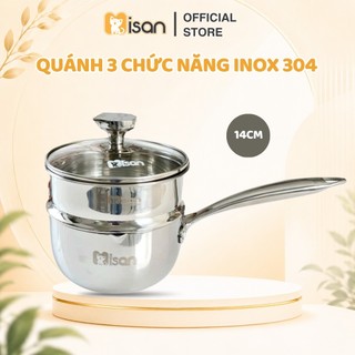 Quánh inox 304 nấu cháo ăn dặm cho bé MISAN đa năng dùng mọi loại bếp, nồi nấu bột cháo cho bé