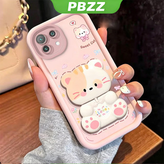 Ốp Lưng Cho Xiaomi mi 11 Lite Xiaomi 11t pro Xiaomi 11 Lite 5g ne Vỏ Điện Thoại Vỏ Mềm Chống Sốc Bao Thẩm Mỹ Mới Có Giá Đỡ 360° Gương trang điểm mèo dễ thương cho bé trai màu đen JTXMMZJ2