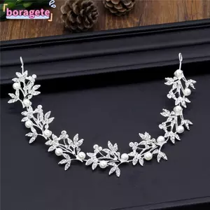 BORAGETE Nữ Băng Đô Phụ Kiện Tóc Băng Đô Quấn Tóc Handmade Cô Dâu Tiara Đầu