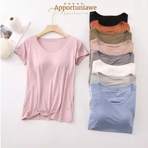 IAPPORTUNIA Áo bể liền mạch một mảnh, tay ngắn Modal thông thường, cổ tròn màu trơn có đệm ngực được trang bị hàng đầu mùa hè