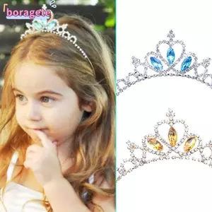 Băng đô vương miện công chúa BORAGETE, Băng đô tóc Phụ kiện sinh nhật Kim cương giả Tiara, Băng đô công chúa hợp kim trang sức