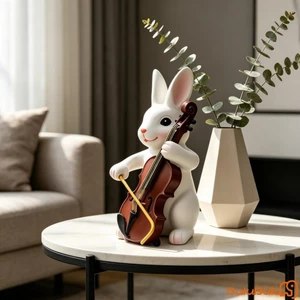 Tượng Thỏ Nhựa Trang Trí Đáng Yêu Có Cello Cho Phòng Khách Phòng Ngủ Sân Vườn Bãi Cỏ