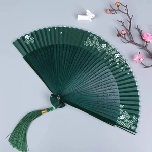Phong Cách Cổ Điển Nữ Gấp Quạt Nhỏ Di Động Sinh Viên Cao Cấp Sườn Xám Hanfu Phụ Kiện Đạo Cụ Quạt Trẻ Em